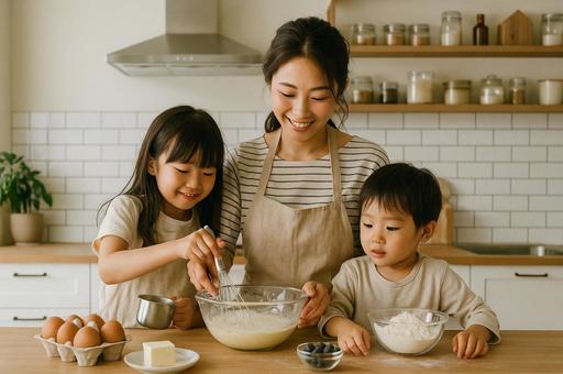 親子でお菓子作り 親子でお菓子作りの写真