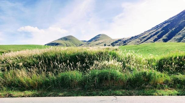 阿蘇パノラマラインの絶景 ドライブコース,阿蘇,パノラマラインの写真素材