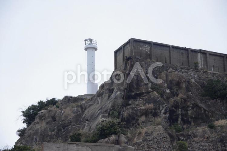 長崎　端島の灯台 軍艦島,孤島,長崎の写真素材