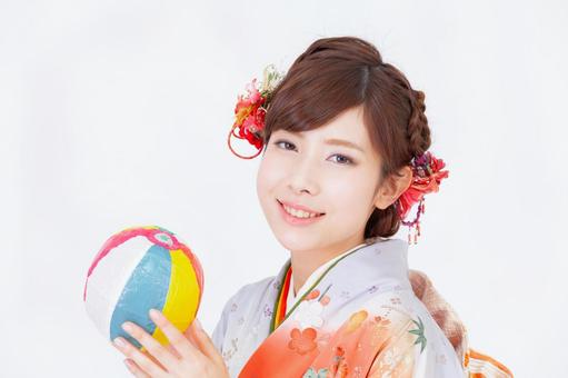 振袖を着た女性 成人の日,成人,和服の写真素材