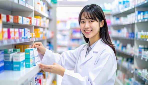 笑顔で働く薬剤師 笑顔で働く薬剤師の写真
