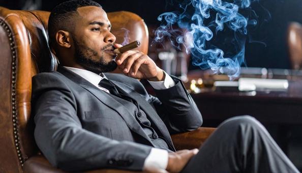 葉巻を吸いながら悪だくみするマフィアの写真