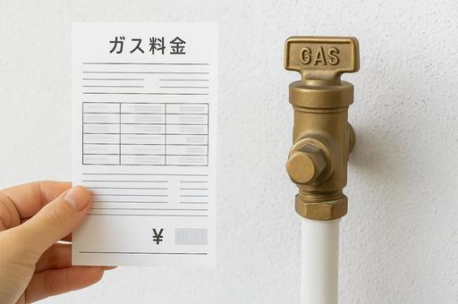 ガス料金明細とガス栓・光熱費・公共料金 ガス料金明細とガス栓・光熱費・公共料金の写真