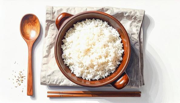 茶碗に盛り付けたご飯 茶碗に盛り付けたご飯の写真