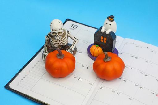 10月のカレンダーとハロウィンのイメージ 10月のカレンダーとハロウィンのイメージ ハロウィン,ハロウィーン,10月の写真素材