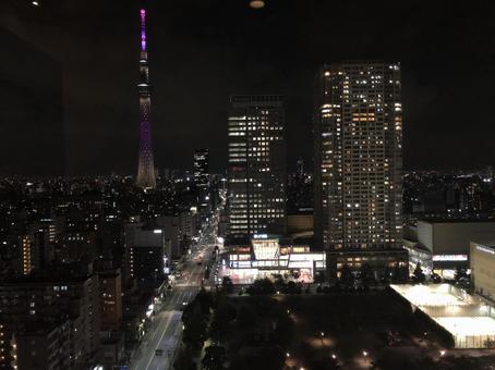 スカイツリーと夜景 スカイツリーと夜景の写真