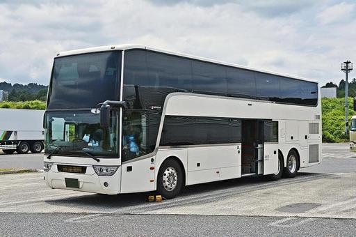 スカニア　アストロメガ　二階建てバス　白 夜行バス,高速バス,旅行の写真素材