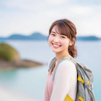 旅をする女性 旅をする女性の写真