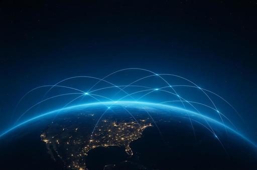 夜の地球とネットワーク 夜の地球とネットワークの写真