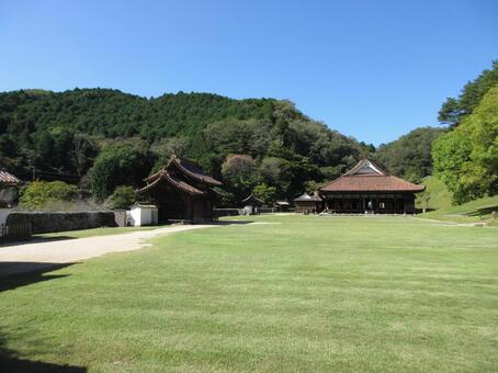 岡山県-国宝-旧閑谷学校講堂と校門 旧閑谷学校,国宝,講堂の写真素材