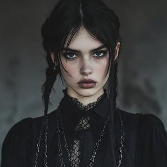 ゴススタイルの美しい女性のアップ写真 ゴススタイルの美しい女性のアップ写真の写真