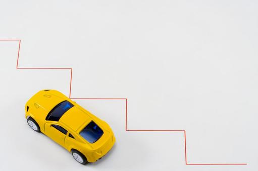 車とグラフで車の価値が下がるイメージ 価値,車,自動車の写真素材