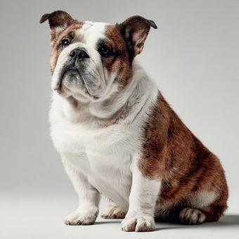 白い背景のイングリッシュブルドッグ 白い背景のイングリッシュブルドッグの写真