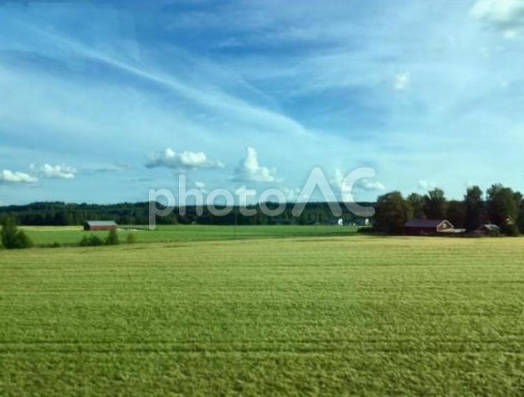 車窓の風景 フィンランド,車窓,景色の写真素材