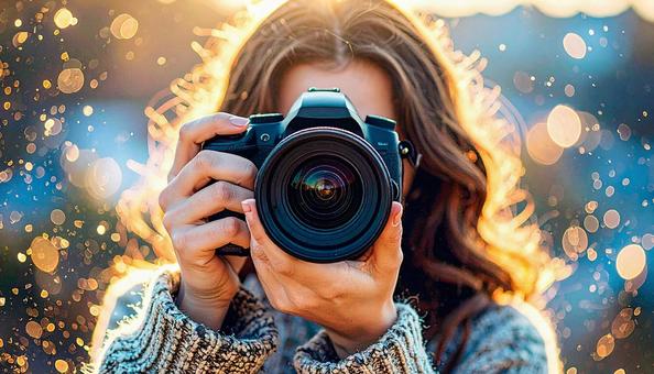 こちらに向けられたカメラのレンズ こちらに向けられたカメラのレンズの写真