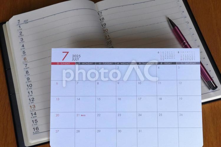 7月の予定表 7月,予定表,カレンダーの写真素材