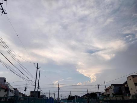 空 空 空,電柱,電線の写真素材