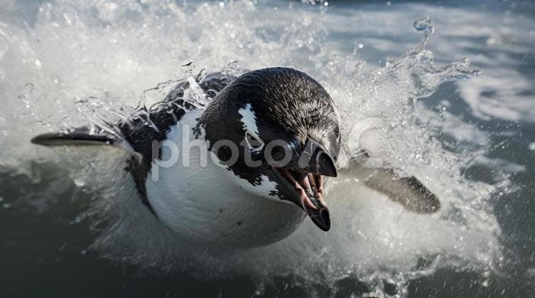 激しく泳ぐペンギン ペンギン,かわいい,泳ぐの写真素材
