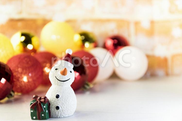 クリスマスイメージ 雪ダルマ,クリスマス,クリスマスイメージの写真素材