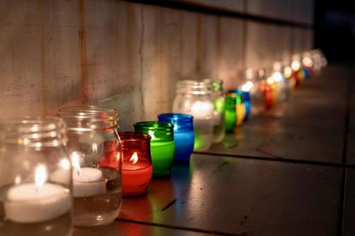 Fantastic candles lit at an outdoor event, JPG Fantastic candles lit at an outdoor event, JPG