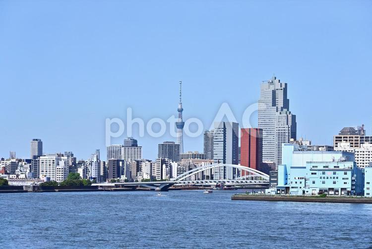 東京港～築地大橋、隅田川、スカイツリー～ 東京港,隅田川,東京スカイツリーの写真素材