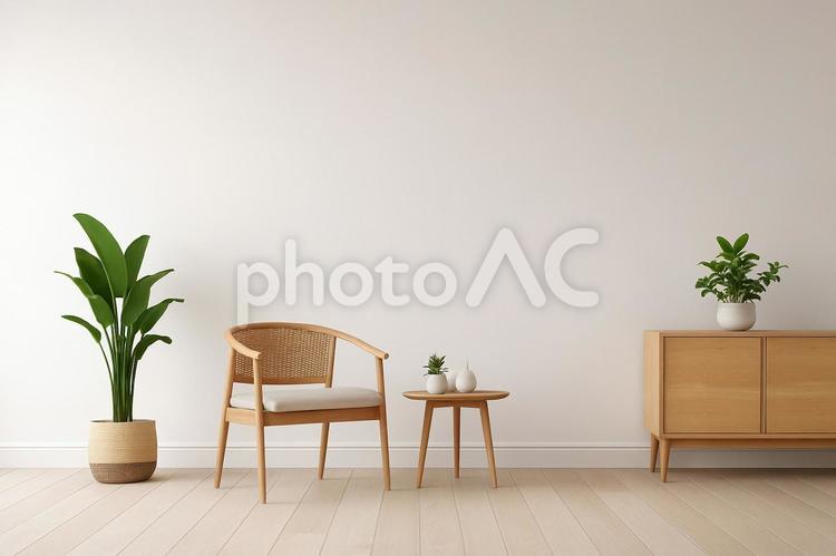 観葉植物と北欧風の部屋 椅子,テーブル,観葉植物の写真素材