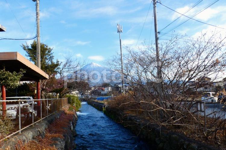 富士宮の街並み 富士宮,静岡,川の写真素材