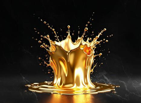 飛び散る金色のしずくの写真