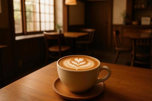 カフェで楽しむ美しいラテアート カフェで楽しむ美しいラテアートの写真