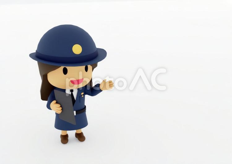 案内をする若い女性の婦警 婦警,警察官,警察の写真素材