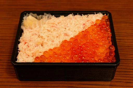 Photo, box lunch, two-color bento, snow crab, 