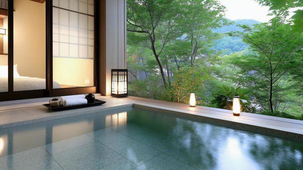 和風高級旅館の家族風呂付き客室 和風高級旅館の家族風呂付き客室の写真