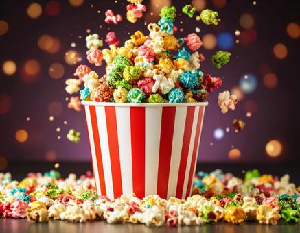 はじけるカラフルなポップコーン4の写真