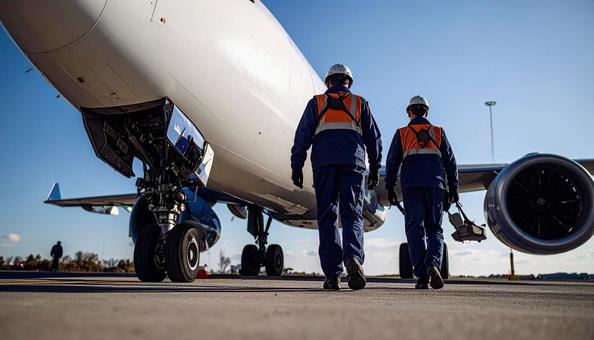 航空機を的確に誘導するマーシャリング業務 航空機を的確に誘導するマーシャリング業務の写真
