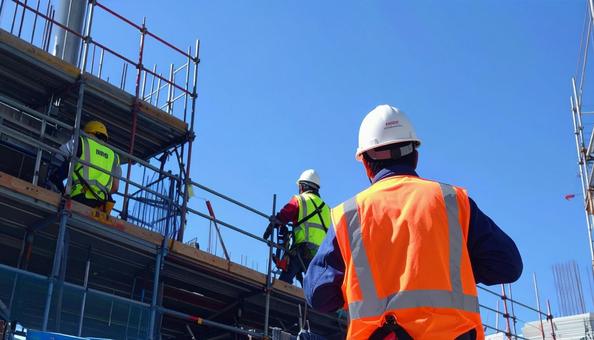 建設現場で働く人 建設現場で働く人の写真