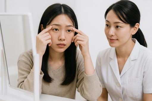 二重整形を検討する若い女性 二重整形を検討する若い女性の写真