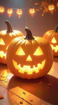 光るジャック・オ・ランタン　ハロウィンの写真