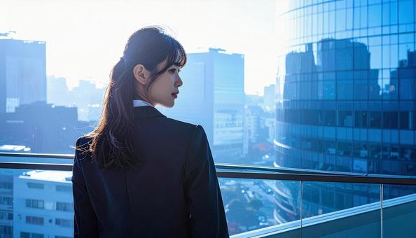 未来を見つめ希望を抱くビジネスマン後ろ姿 未来を見つめ希望を抱くビジネスマン後ろ姿の写真