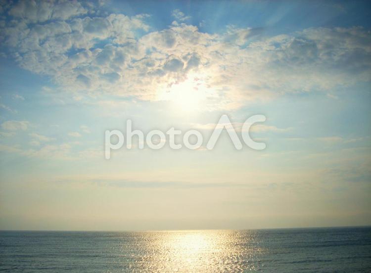 千畳敷の夕陽　青森県　10 海,風景,空の写真素材