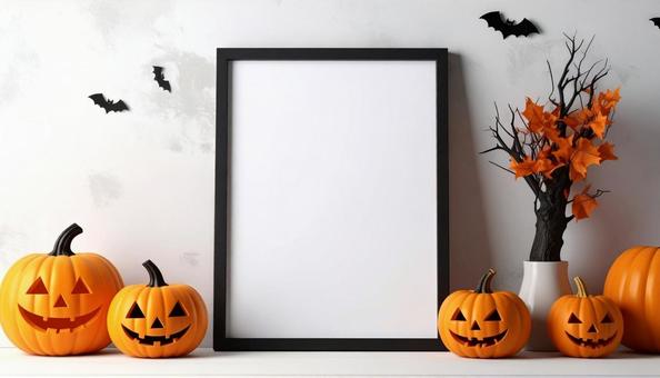 ハロウィンの飾りのフレーム ハロウィンの飾りのフレームの写真