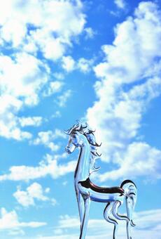 年賀状2026午年の縦素材_ガラスの馬6 年賀状,2026,午年の写真素材