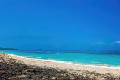 ハワイの風を感じる青い海と白い砂浜 ハワイ,海,背景の写真素材