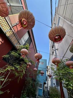 提灯 赤い,あんどん,中華街の写真素材