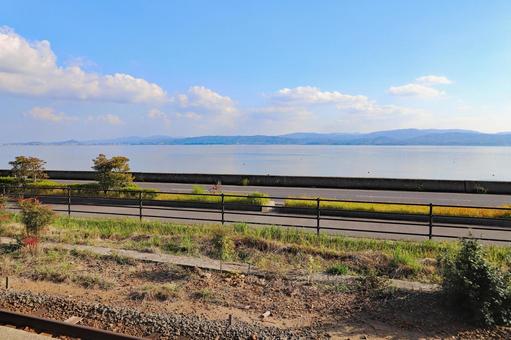 一畑電車 秋鹿町（あいかまち）駅3 秋鹿町駅,一畑電車,宍道湖畔の写真素材