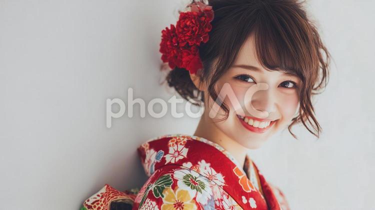 鮮やかな和装の日本人女性 女性,日本人,20代の写真素材