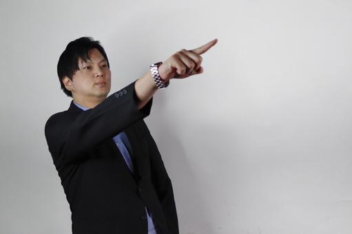 Photo, businessman, finger pointing, to point, 