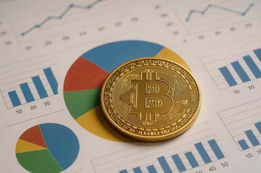 ビットコインと円グラフ ビットコインと円グラフの写真
