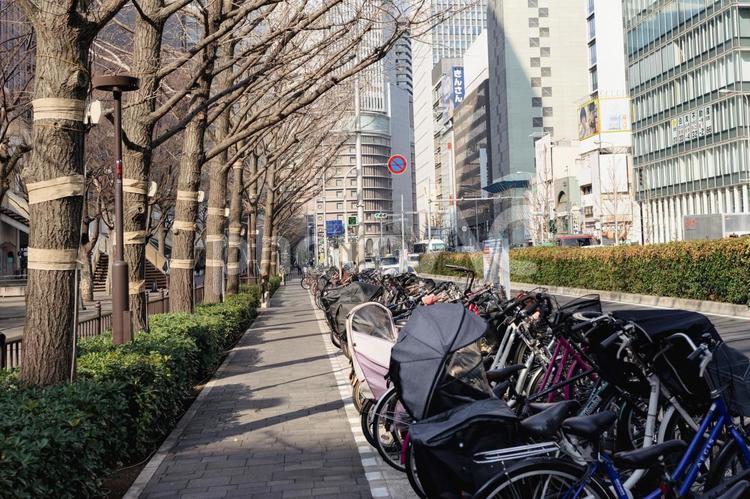 都会の駐輪場 駐輪場,都会,自転車の写真素材