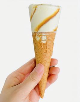 Cute caramel cone ice cream, JPG