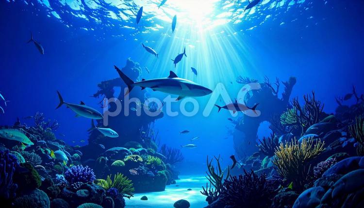 サンゴ礁と魚たち サンゴ礁,魚,生き物の写真素材